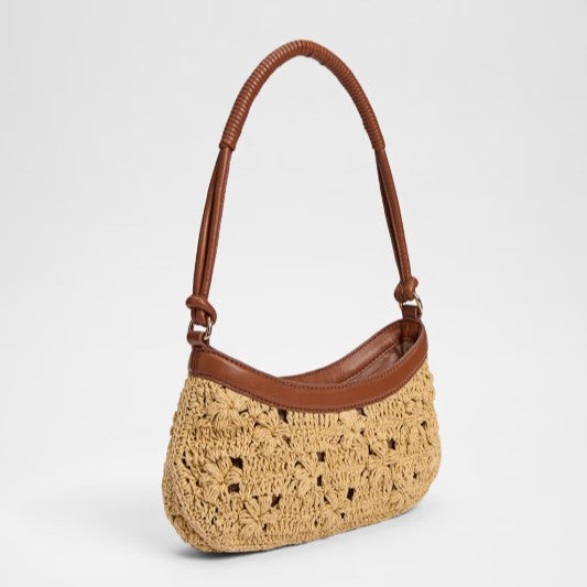 LAYLA FLORAL RAFFIA SHOULDER BAG