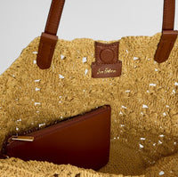 LAYLA FLORAL RAFFIA FAN TOTE