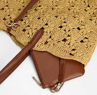 LAYLA FLORAL RAFFIA FAN TOTE