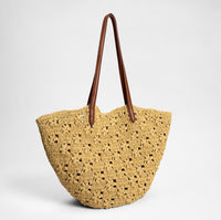 LAYLA FLORAL RAFFIA FAN TOTE