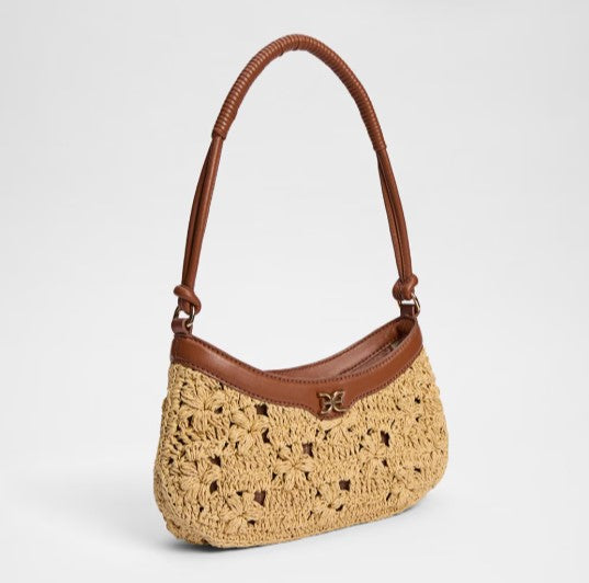 LAYLA FLORAL RAFFIA SHOULDER BAG